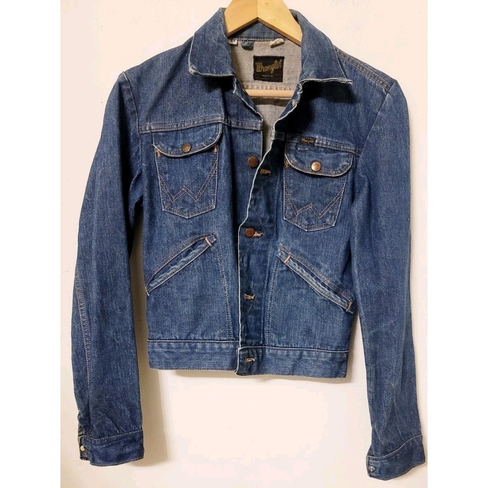Vintage 60s 70s Wrangler 124MJ Denim Trucker Jacket Size 34 USA Made Women's ?‎